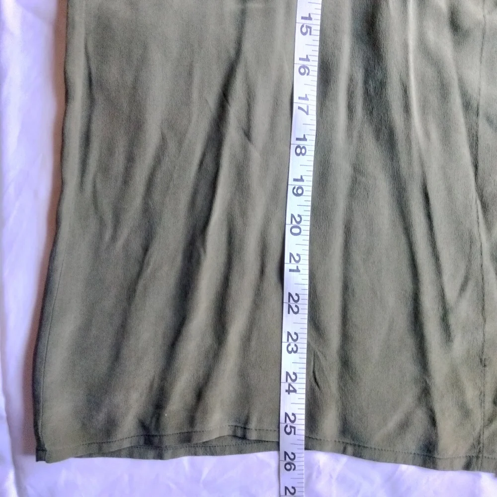 VTG Lorenzini Made In Italy Long Sleeve Button Down Green Silk Shirt Women's M/L